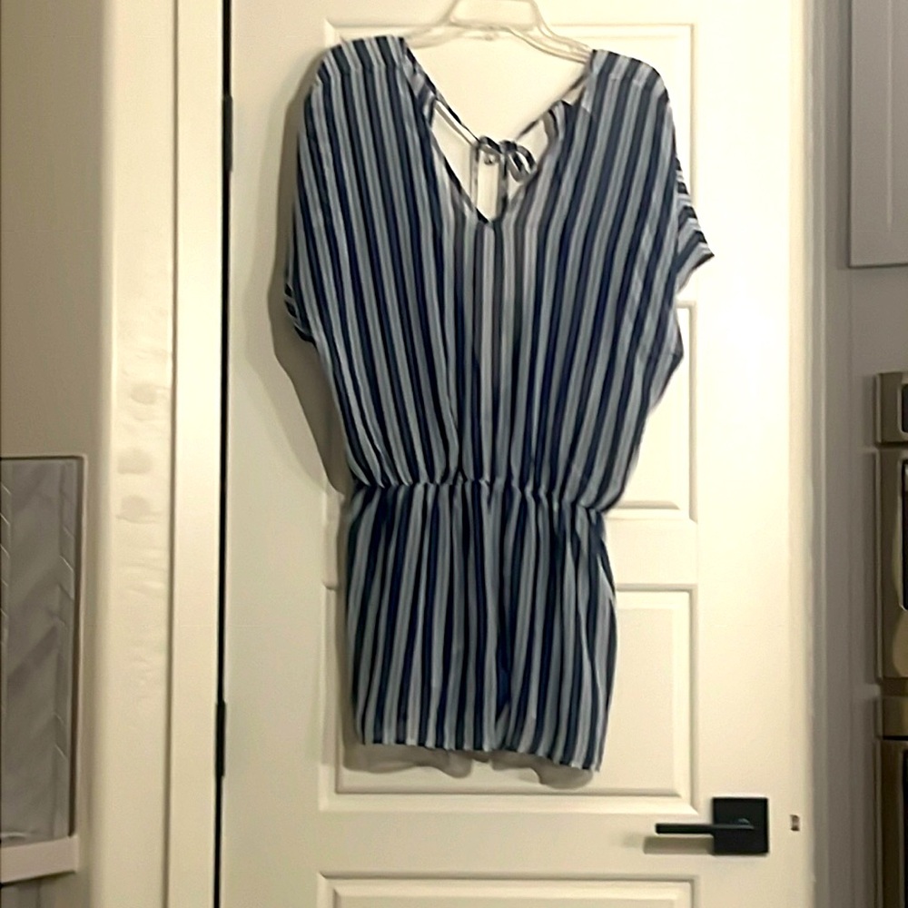 Different shades of blue romper with belt loops